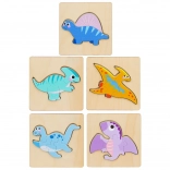 Fa kirakó Puzzle Dinoszauruszok 11 x 11 cm