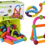 Nagy készlet mágneses kockák tároló dobozban, 64 darab