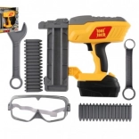 Gyerek szegbelövő pisztoly szerszámkészlettel, elemes