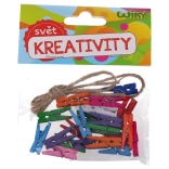 Színes mini csipeszek 2,5 cm zsinórral, 25 db