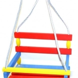 Színes fa hinta leesésgátlóval