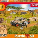 Schmidt puzzle Schleich a szavannában 60 darab + SCHLEICH figura