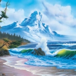 Puzzle Bob Ross: Hegy a tengernél 1000 darab