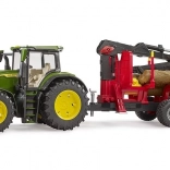 Bruder Traktor John Deere hátsó pótkocsival és rönkökkel