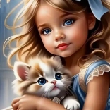 Gyémántfestés Lány macskával 30x40cm