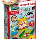 Montessori fából készült állatos logikai kockák