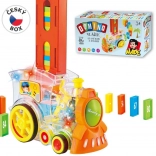 Transzparens mozdony dominóval és fénnyel gyerekeknek