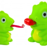 Gumidínó kihúzható nyelvvel, zöld, 8 cm