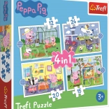 Puzzle 4 az 1-ben Peppa malac gyermekeknek 3+