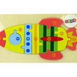 Fából készült rakéta puzzle számokkal