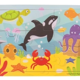 Fa puzzle tengeri lények gyerekeknek