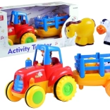 Traktor utánfutóval és állatokkal, fényekkel és hangokkal