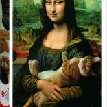 Puzzle Mona Lisa és Mruczek macska