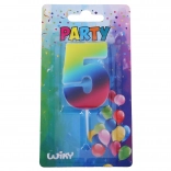 Szivárványos 5-ös számú parti gyertya