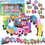 Fa színes vonatka állatokkal