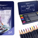 12 akvarell ceruzából álló készlet fém tokban