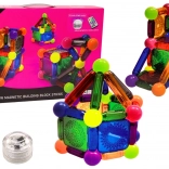 Megvilágítással ellátott mágneses építőkészlet, 54 darab