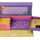 Lila ékszerdoboz és apróságok