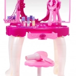 Rózsaszín fésülködőasztal kis hercegnőknek varázspálcával