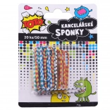 Csíkos irodai gemkapocs 20 db, 50 mm