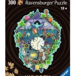 Fából készült körvonalas puzzle – kakukkos óra, 300 darab, Ravensburger