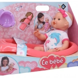 Pisilő baba készlettel és káddal, 41 cm