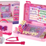 Rózsaszín gyerek manikűrkoffer matricákkal és tippekkel