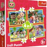 Puzzle 4 az 1-ben Cocomelon, Ismerd meg a hősöket Trefl