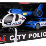 Rendőrségi készlet helikopterrel és autóval fényekkel és hangokkal