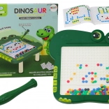 Mágneses oktatási dinoszaurusz tábla - Zöld gyöngyökkel