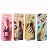 Papír ajándéktasak pezsgős üveghez, pasztell 35 × 12 × 9 cm