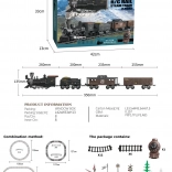 Retro vonat világítással, hangokkal és füsttel, 172 cm