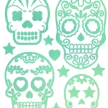 Fluoreszkáló vasalható matricák – nagy ív koponya motívumokkal