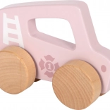 Rózsaszín fa tolóautó