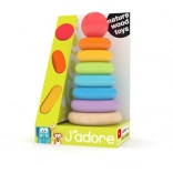 Szivárványos karikák rúdon – fa oktatójáték a legkisebbeknek