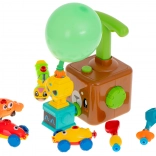 Lufis kilövőállomás kisautókkal – aerodinamikus maci, 23 darabos oktató készlet