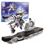 Konstrukciós építőkészlet repülőgép-hordozó és robot 2 az 1-ben, 737 darab