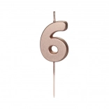 Rózsaarany tortagyertya 6-os szám