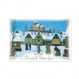 Karácsonyi üdvözlet koszorú motívummal