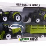 gyermek mezőgazdasági járműkészlet traktorokkal, kombájnnal és pótkocsival