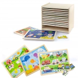 Viga fa puzzle – 12 darab 24 részes keretes kirakó állvánnyal