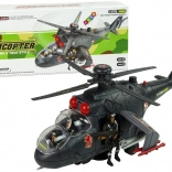 Helikopter hatalmas szárnyakkal és fényhatásokkal