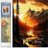 Gyémántfestés - Hegyi folyó naplementekor 30x40 cm