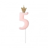 Rózsaszín koronás születésnapi gyertya