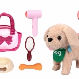 Interaktív plüss kutya pórázon 25 cm