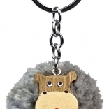 Fa kulcstartó pompon Víziló