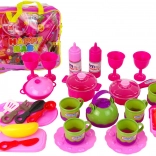 Rózsaszín edénykészlet táskában, 31 darab