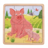 BIGJIGS TOYS fa puzzle – kismalac anyukájával, 16 darab