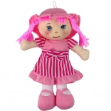 Rózsaszín csíkos textilbaba 28 cm