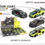 Fém versenyautó 1:36 méretarányban nyitható ajtókkal és felhúzós (pull-back) meghajtással